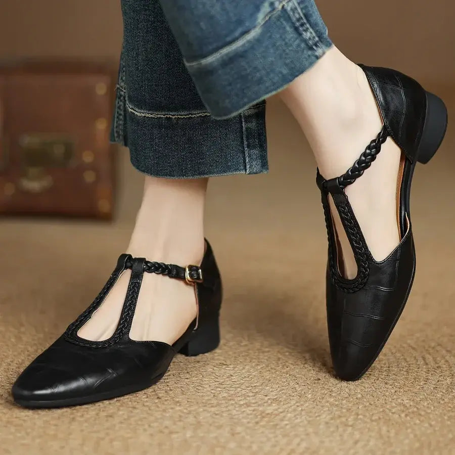 Chaussures en cuir Mary Jane – Élégance & Confort Orthopédique