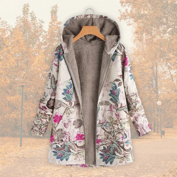 Manteau Femme Doublé Polaire – Chaleur Hivernale & Élégance Florale