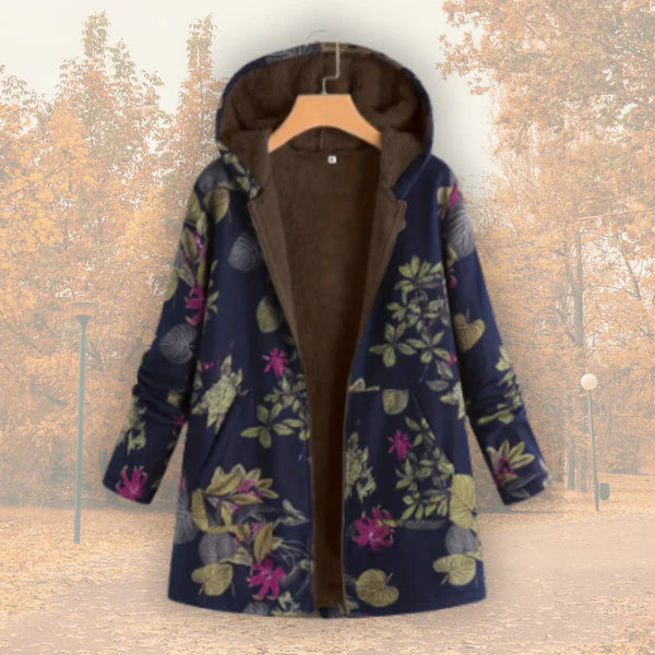 Manteau Femme Doublé Polaire – Chaleur Hivernale & Élégance Florale