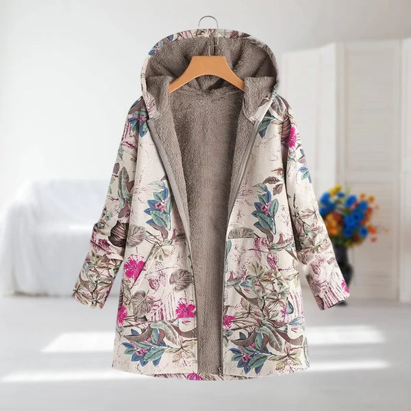 Manteau Femme Doublé Polaire – Chaleur Hivernale & Élégance Florale