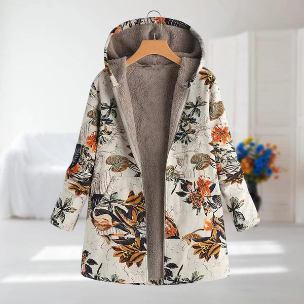 Manteau Femme Doublé Polaire – Chaleur Hivernale & Élégance Florale