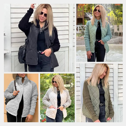 Veste Patchwork Femme – Matelassée & Manches Tricotées