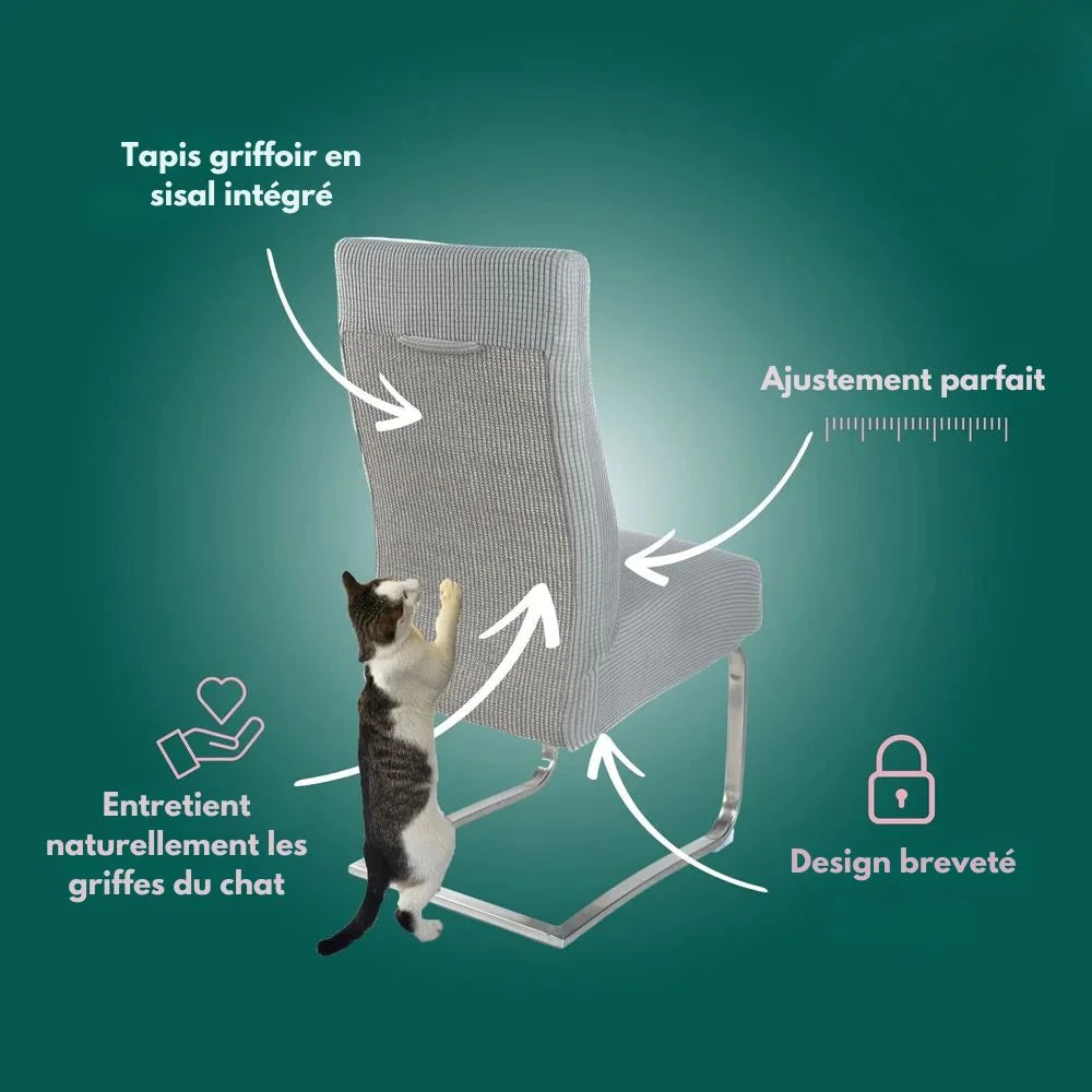 Housse de chaise antigriffes en sisal intégré - Protège vos meubles avec style