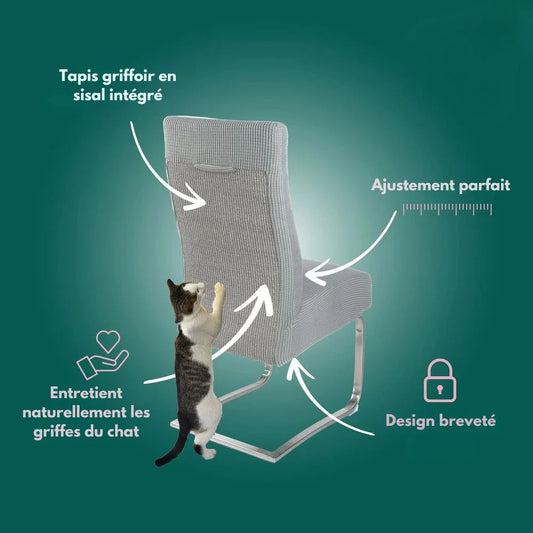Housse de chaise antigriffes en sisal intégré - Protège vos meubles avec style