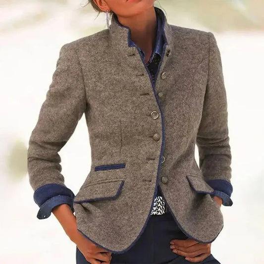 Veste Élégante Femme – Col Montant Chic & Coupe Structurée