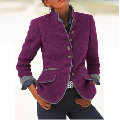 Veste Élégante Femme – Col Montant Chic & Coupe Structurée
