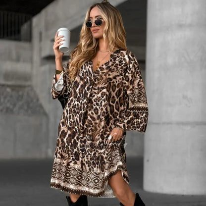 Robe Élégante à Imprimé Léopard – Silhouette flatteuse & stylée