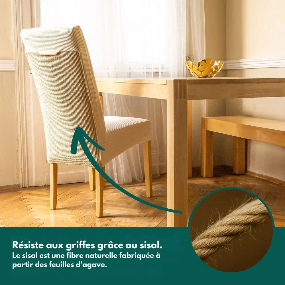 Housse de chaise antigriffes en sisal intégré - Protège vos meubles avec style