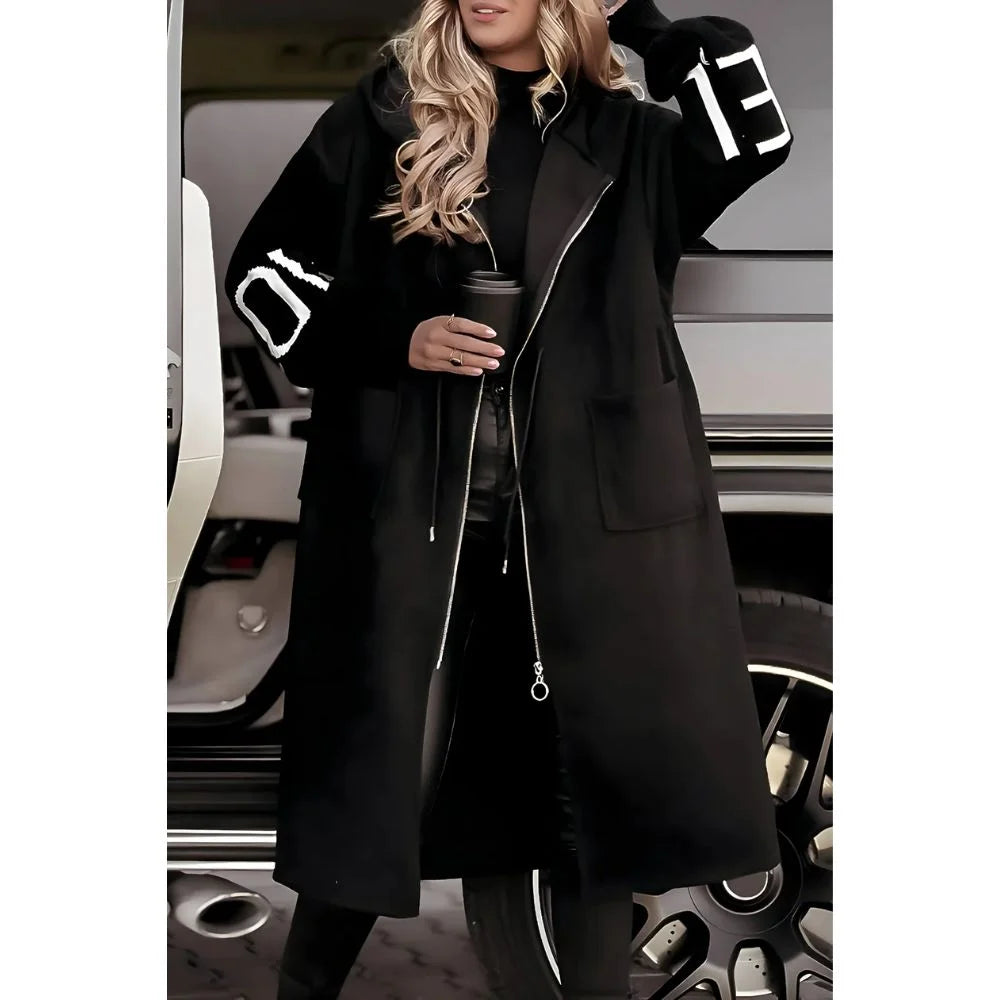 Veste femme à manches tricotées & capuche — Élégance & confort