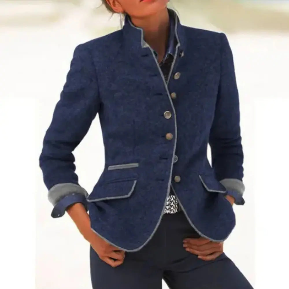 Veste Élégante Femme – Col Montant Chic & Coupe Structurée