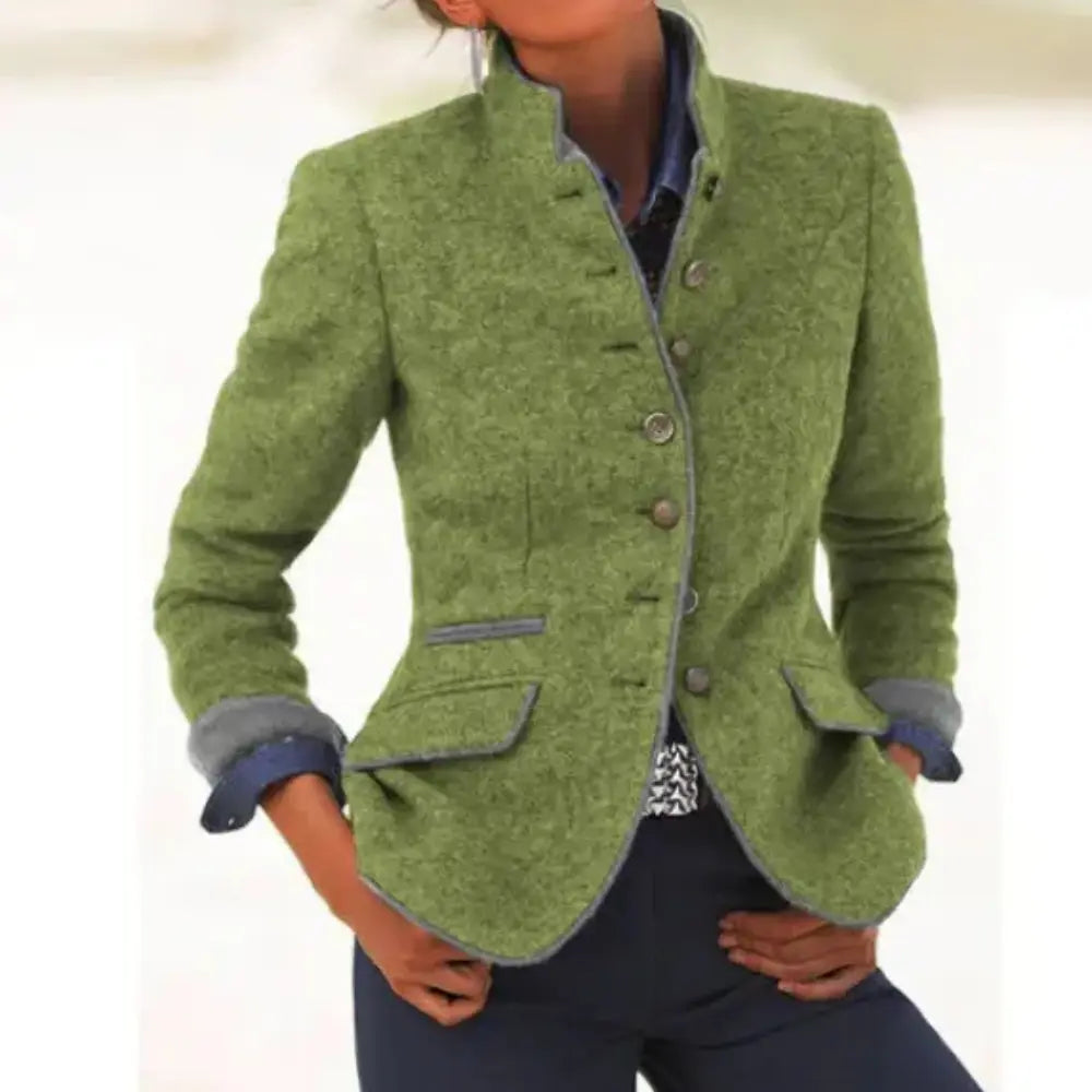 Veste Élégante Femme – Col Montant Chic & Coupe Structurée