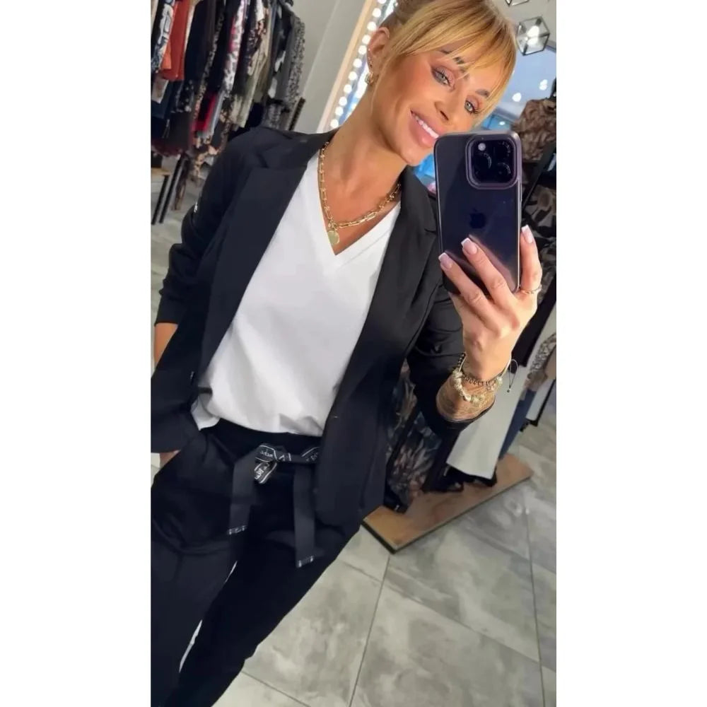 Ensemble blazer & pantalon souple – Confort&Classe