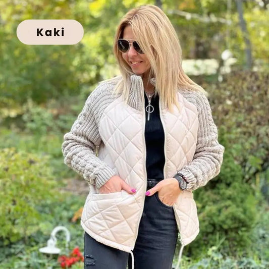 Veste Patchwork Femme – Matelassée & Manches Tricotées