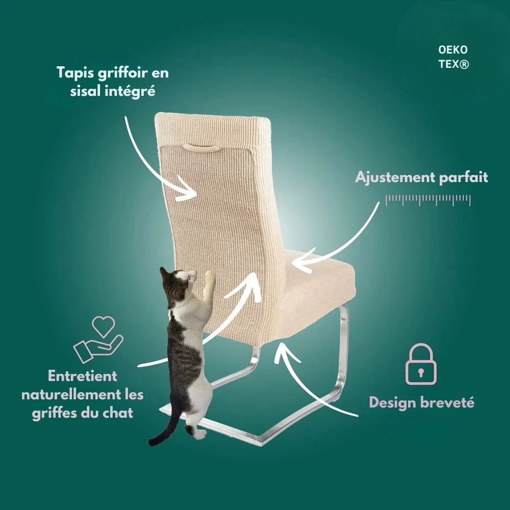 Housse de chaise antigriffes en sisal intégré - Protège vos meubles avec style