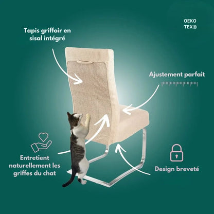Housse de chaise antigriffes en sisal intégré - Protège vos meubles avec style