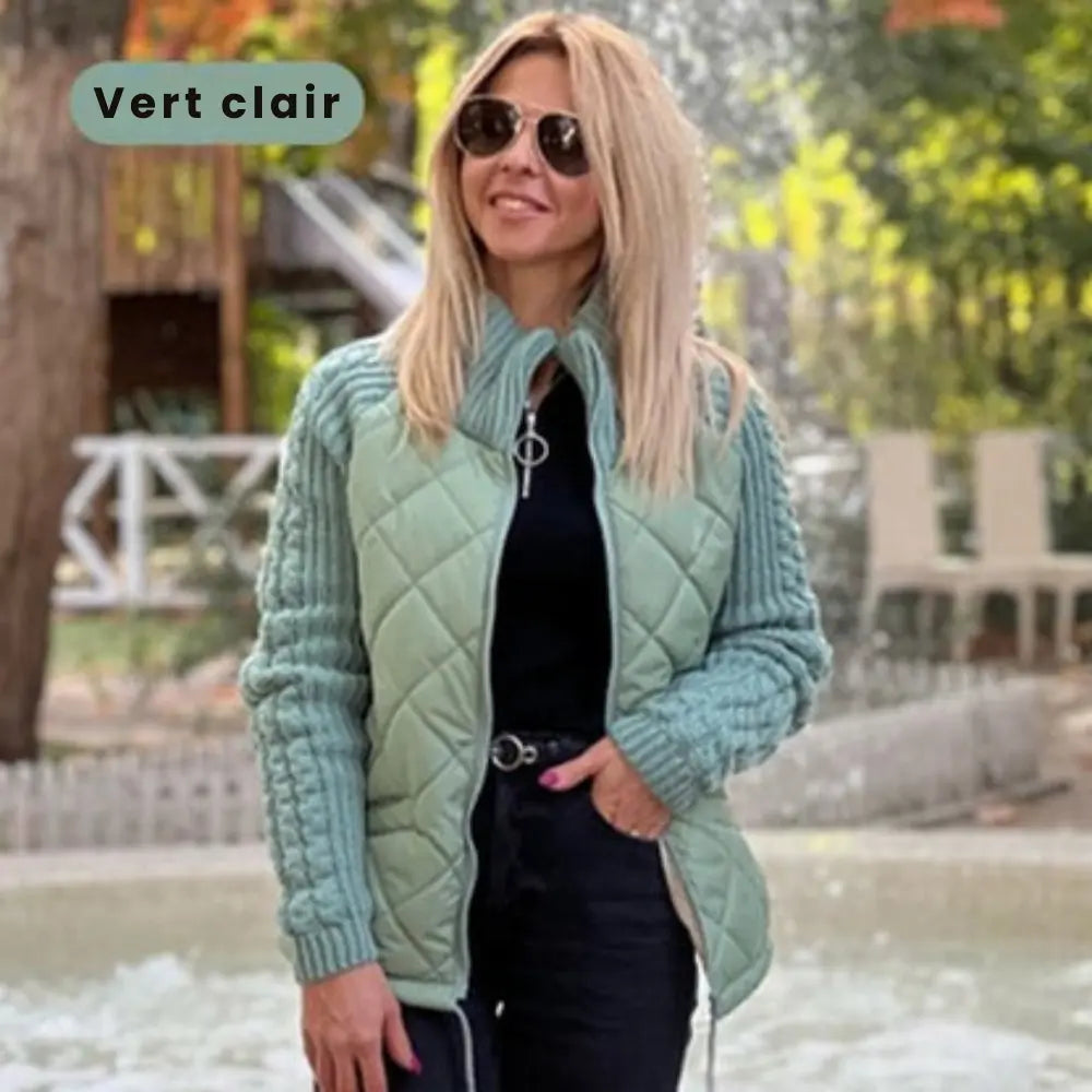 Veste Patchwork Femme – Matelassée & Manches Tricotées