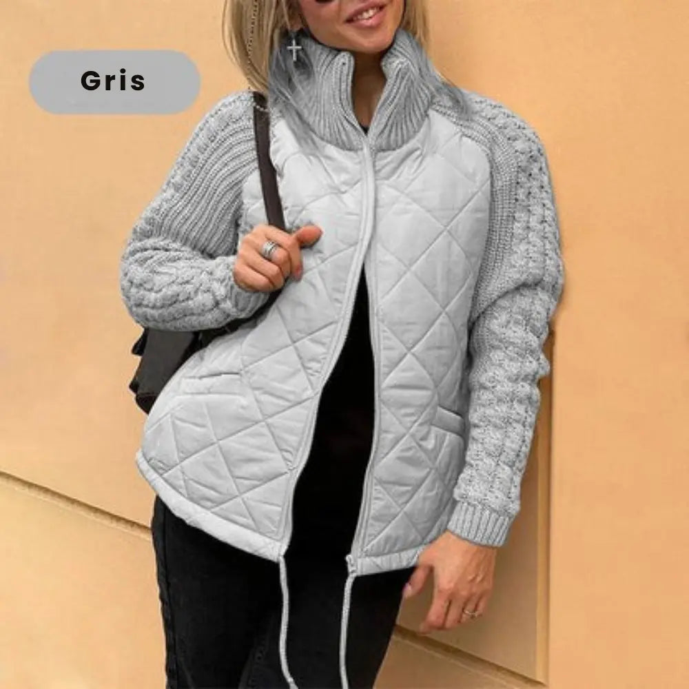 Veste Patchwork Femme – Matelassée & Manches Tricotées