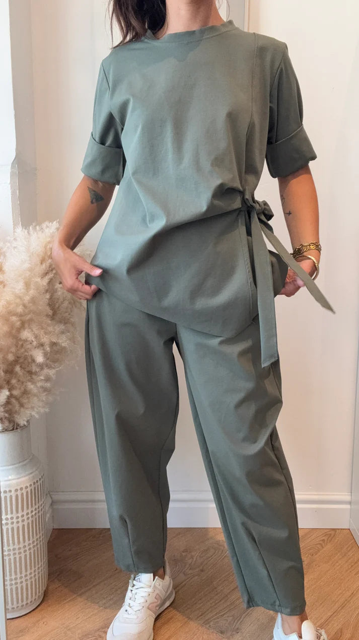 Ensemble 2 pièces fluide avec nœud – Coupe flatteuse et stylée