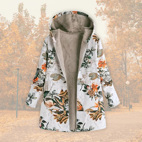 Manteau Femme Doublé Polaire – Chaleur Hivernale & Élégance Florale