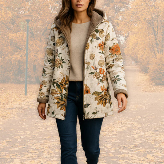Manteau Femme Doublé Polaire – Chaleur Hivernale & Élégance Florale