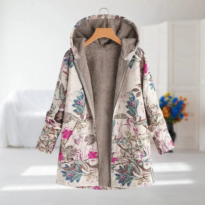 Manteau Femme Doublé Polaire – Chaleur Hivernale & Élégance Florale