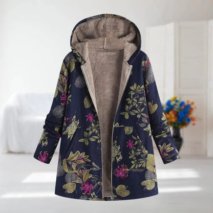 Manteau Femme Doublé Polaire – Chaleur Hivernale & Élégance Florale