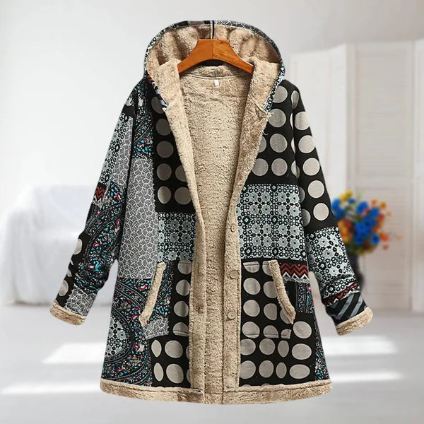 Manteau Femme Doublé Polaire – Chaleur Hivernale & Élégance Florale