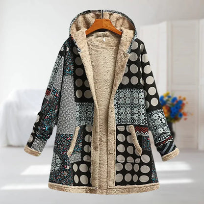 Manteau Femme Doublé Polaire – Chaleur Hivernale & Élégance Florale