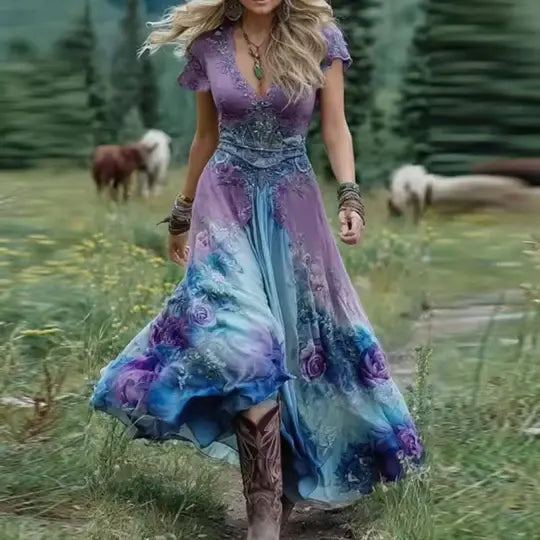 Robe Longue Fleurie Femme – Élégance Bohème & Fluidité Naturelle