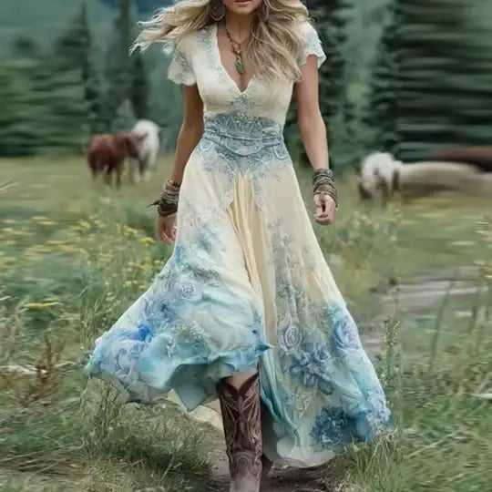 Robe Longue Fleurie Femme – Élégance Bohème & Fluidité Naturelle