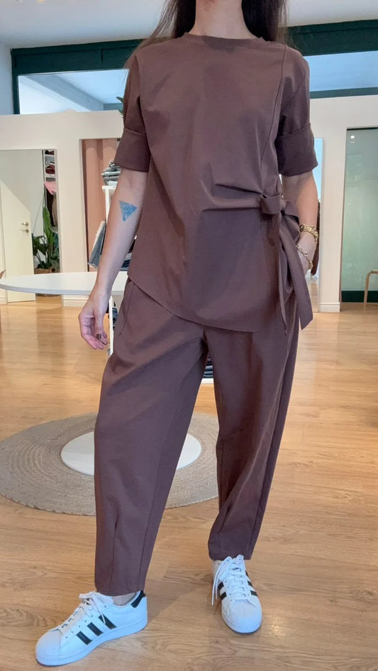 Ensemble 2 pièces fluide avec nœud – Coupe flatteuse et stylée