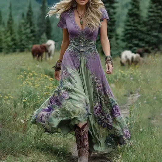 Robe Longue Fleurie Femme – Élégance Bohème & Fluidité Naturelle