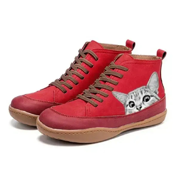 Bottines femme en cuir – confort moderne & design chat original
