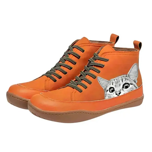 Bottines femme en cuir – confort moderne & design chat original