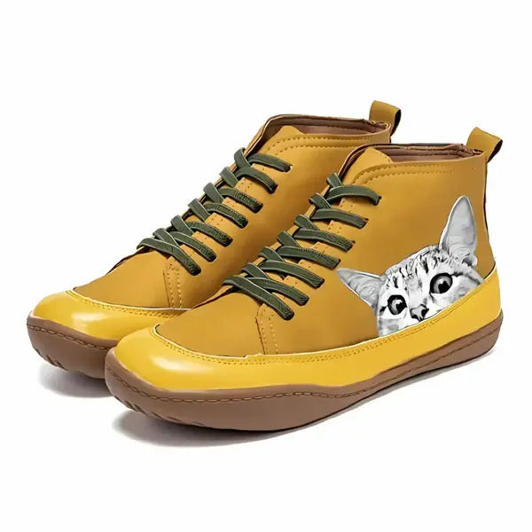 Bottines femme en cuir – confort moderne & design chat original