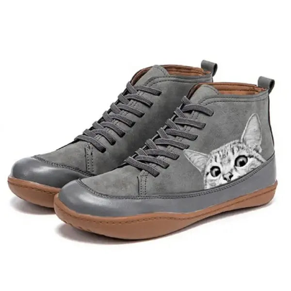 Bottines femme en cuir – confort moderne & design chat original