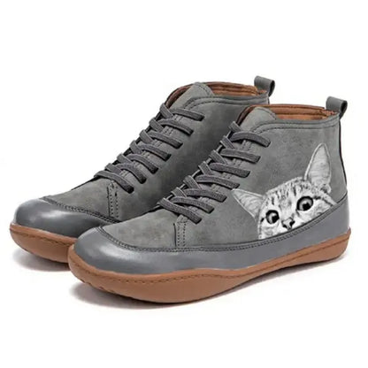 Bottines femme en cuir – confort moderne & design chat original