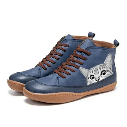 Bottines femme en cuir – confort moderne & design chat original